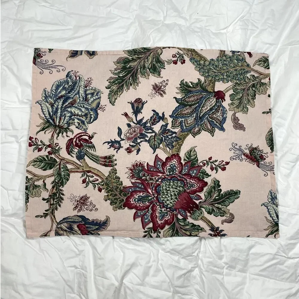 Pottery Barn Laurel Palampore Linen Cotton Standard  Sham Blush Multi 26x20